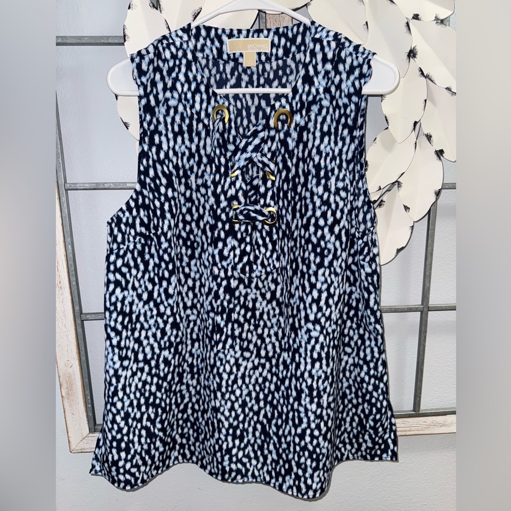 Michael Kors Women’s Sleeveless Tank Blouse In Shore Blue Size L